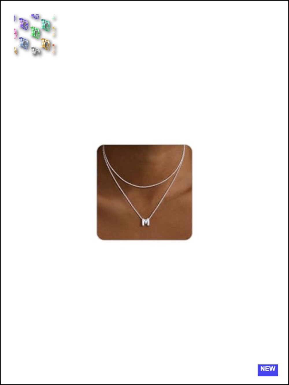 Layered Initial Bubble Letter Necklace Set Choker Pendant Stack Jewelry Gift